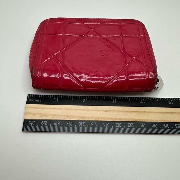 Dior Cannage Pink Patent Leather Compact Wallet Zippy Full Zip - Picture 13 of 14